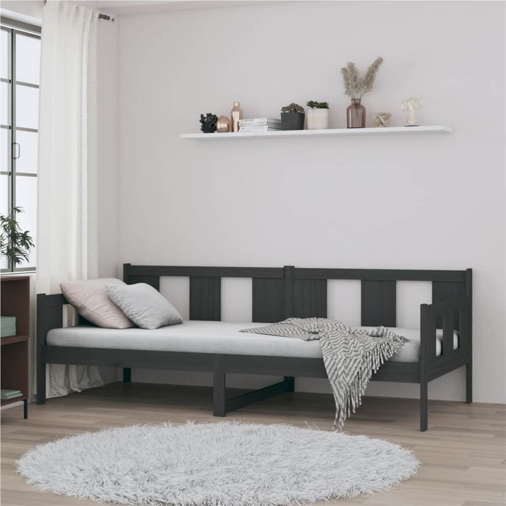 Day Bed Grey Solid Wood Pine 90x190 cm