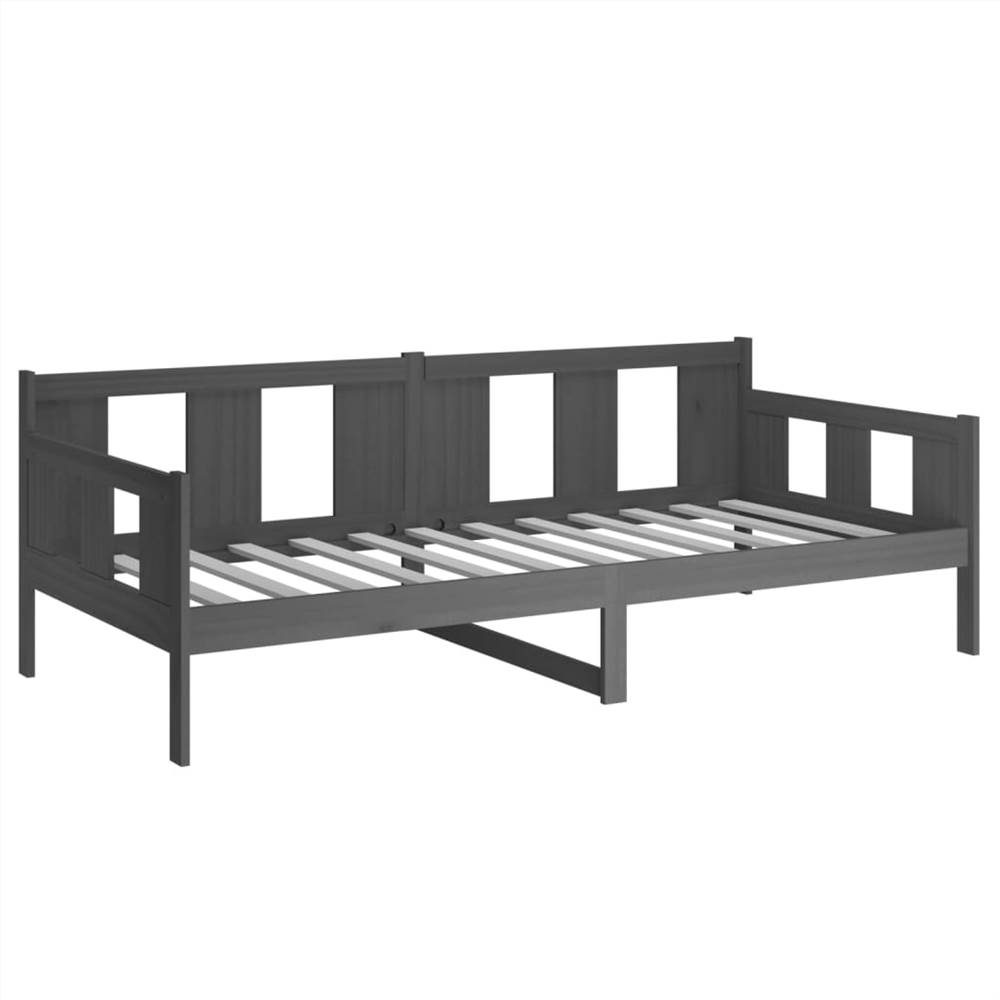 Day Bed Grey Solid Wood Pine 90x190 cm
