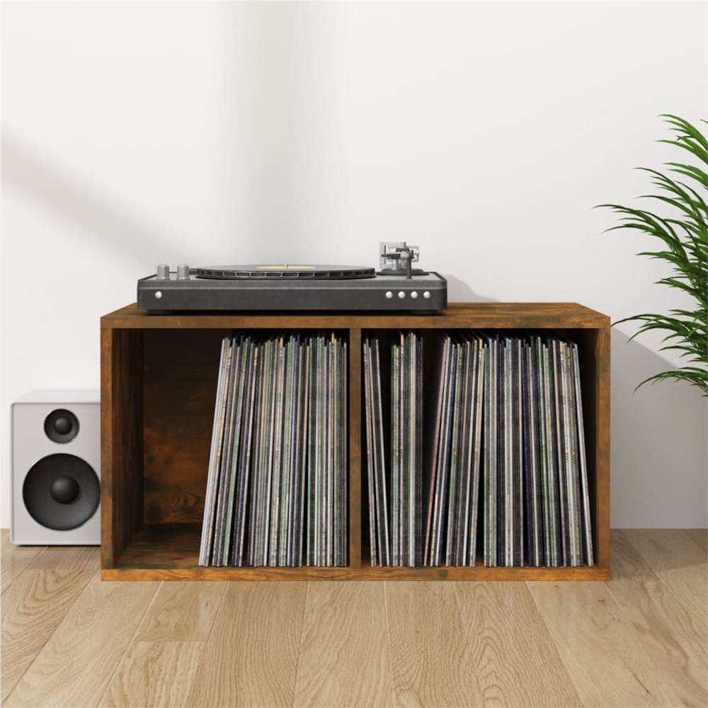 

Vinyl Storage Box Smoked Oak 71x34x36 cm Engineered Wood