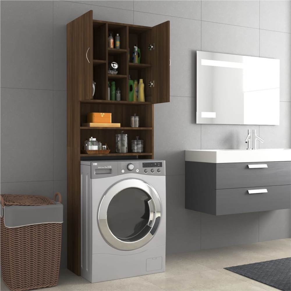 Washing Machine Cabinet Brown Oak 64x25.5x190 cm