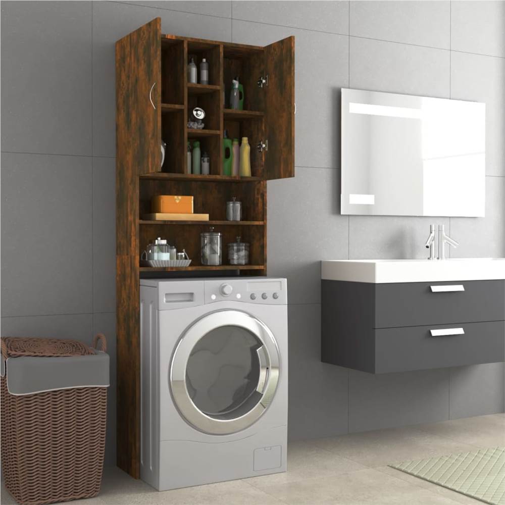 Washing Machine Cabinet Smoked Oak 64x25.5x190 cm