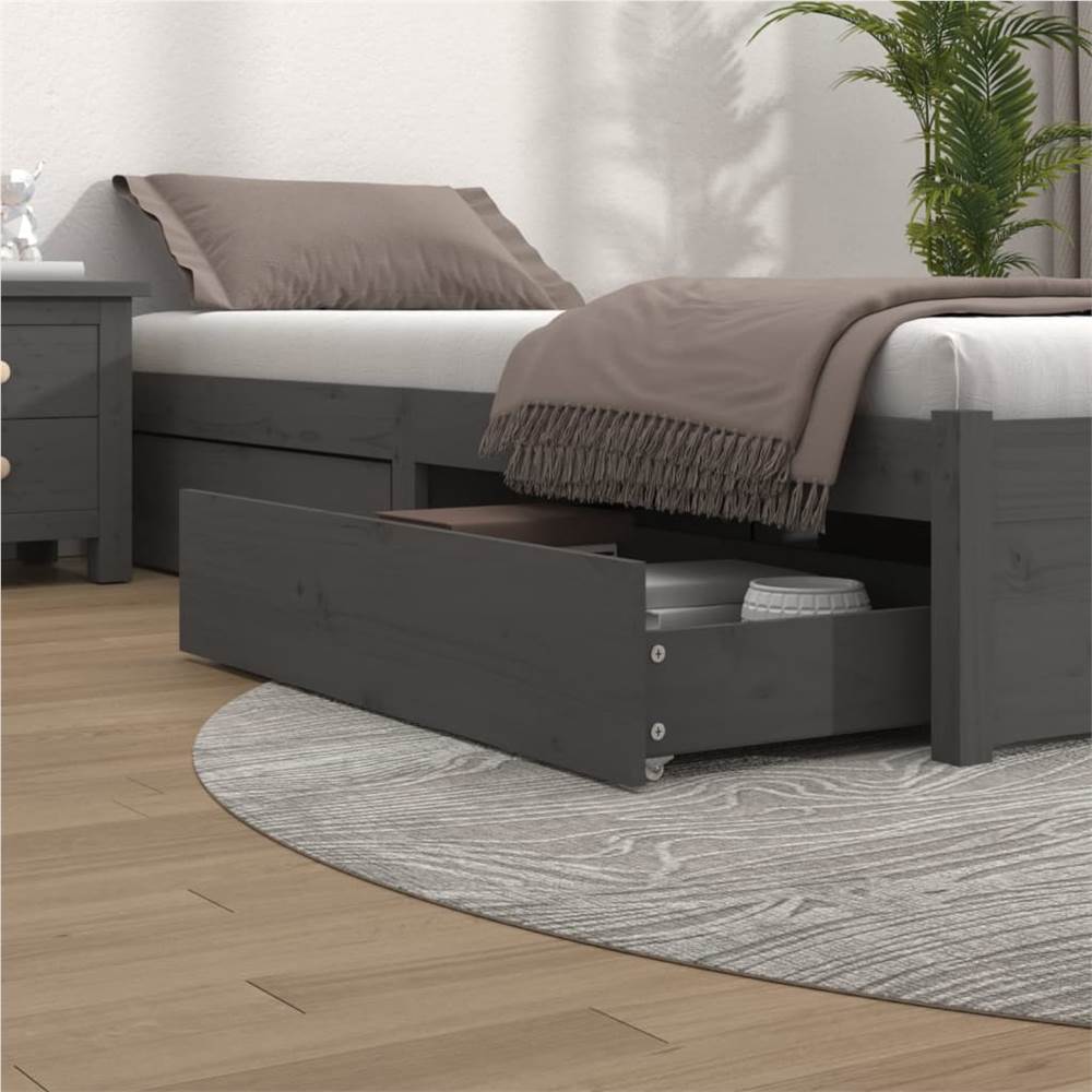 

Bed Drawers 4 pcs Grey Solid Wood Pine