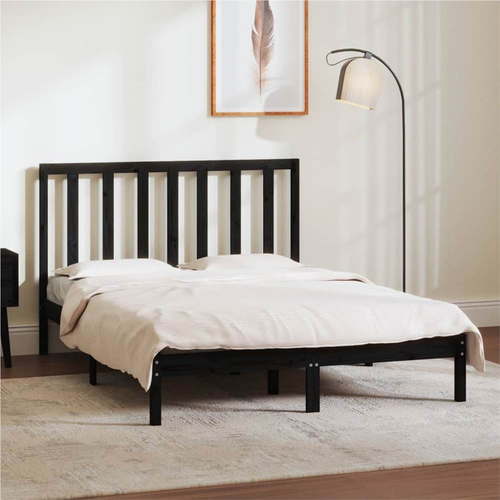 

Bed Frame Black Solid Wood Pine 140x190 cm