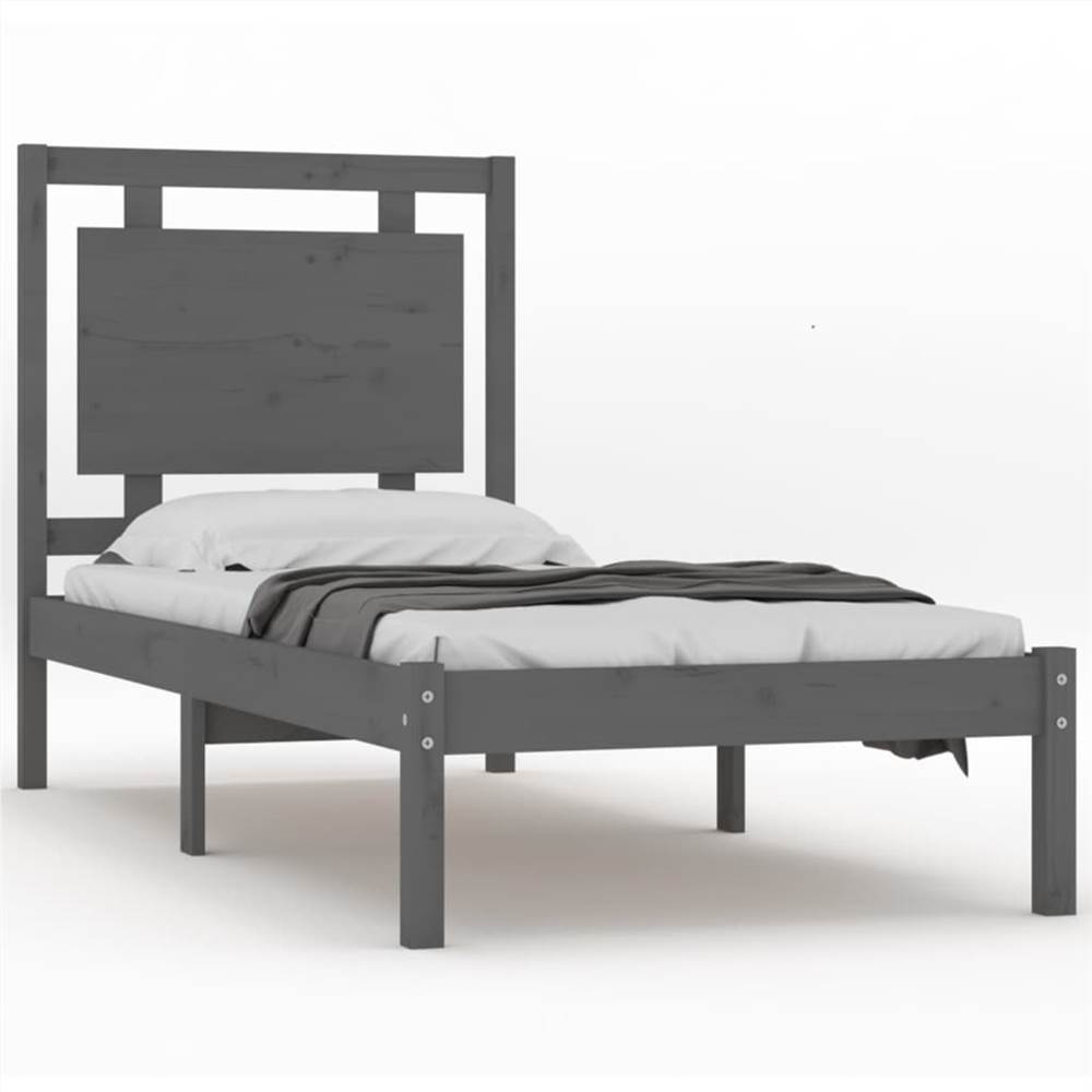 Bed Frame Grey Solid Wood 90x190 cm 3FT Single