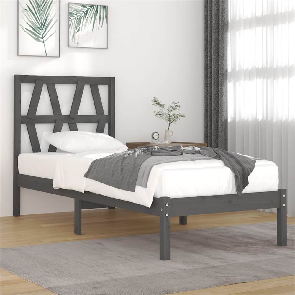 

Bed Frame Grey Solid Wood Pine 100x200 cm