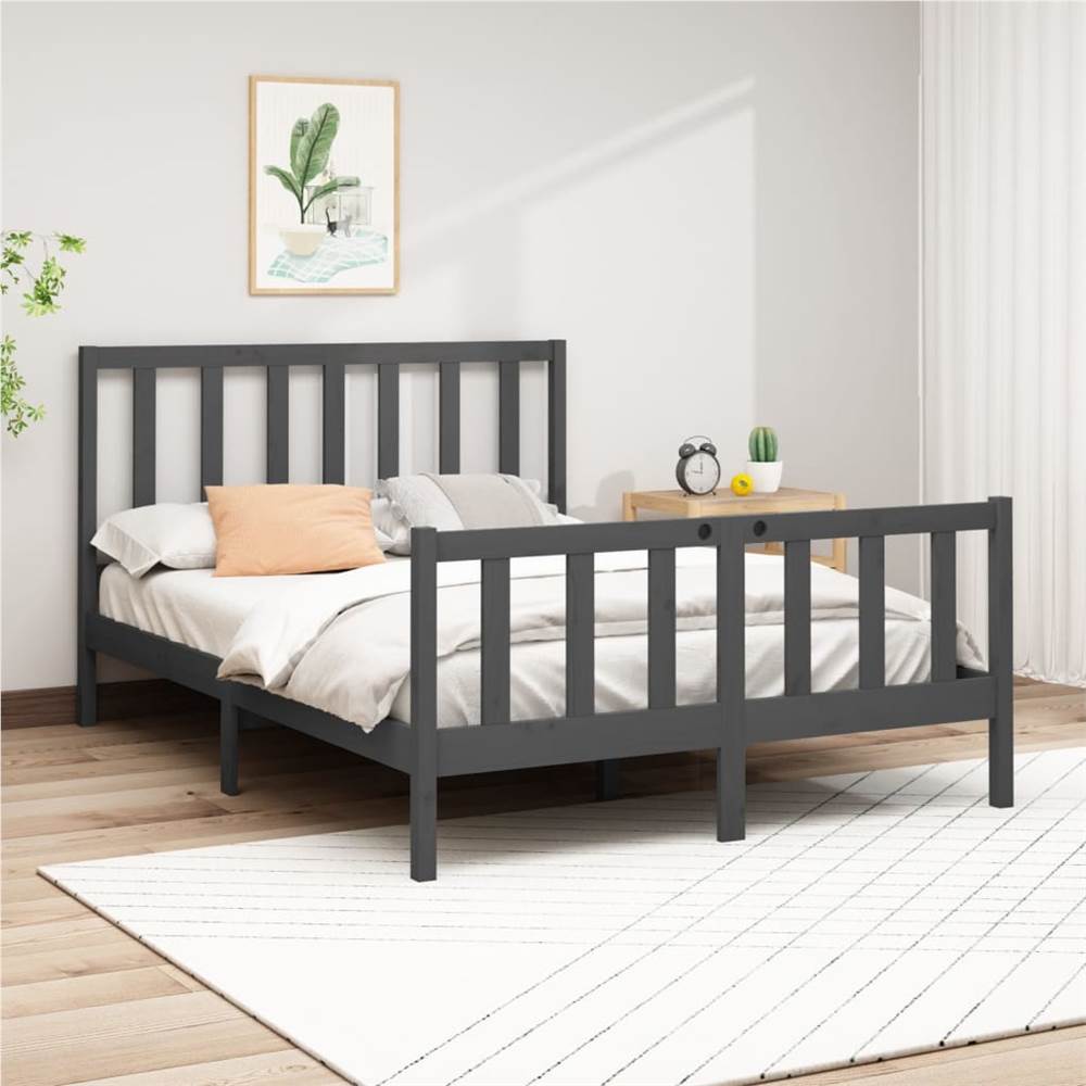 

Bed Frame Grey Solid Wood Pine 140x200 cm