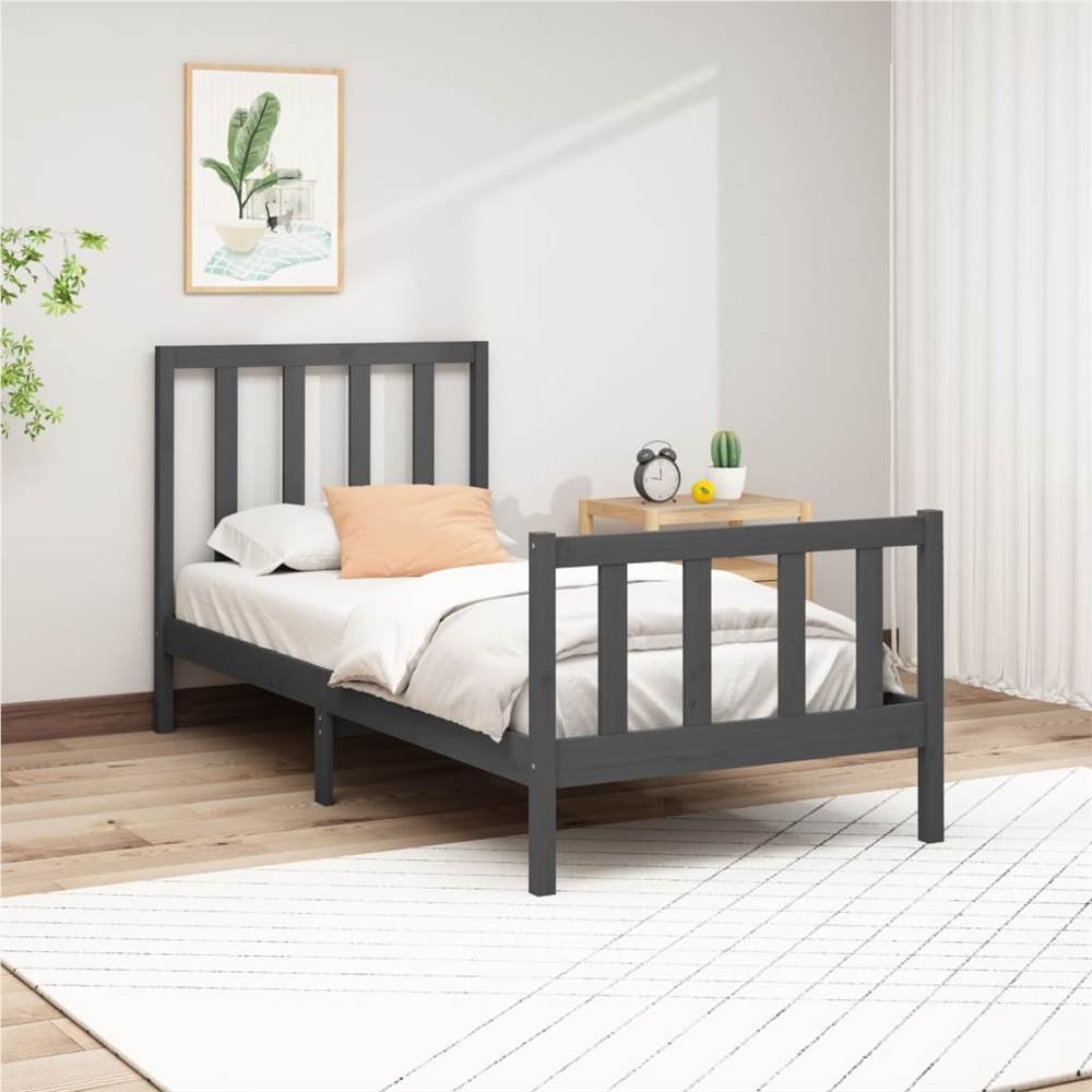 

Bed Frame Grey Solid Wood Pine 90x200 cm