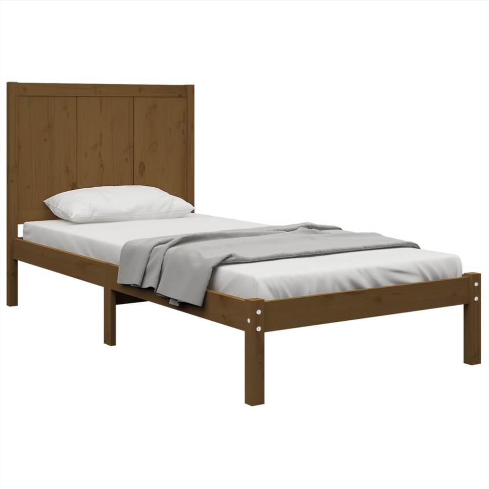 Bed Frame Honey Brown Solid Wood 75x190 cm 2FT6 Small Single