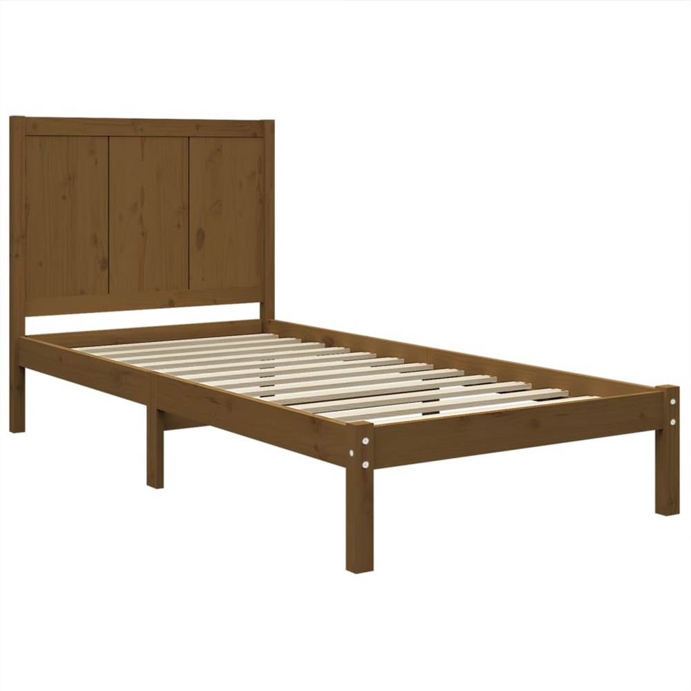 Bed Frame Honey Brown Solid Wood 75x190 cm 2FT6 Small Single