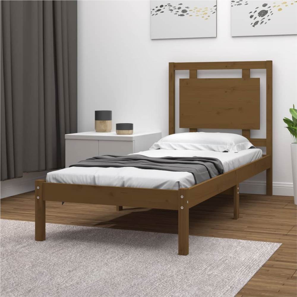 

Bed Frame Honey Brown Solid Wood 75x190 cm 2FT6 Small Single
