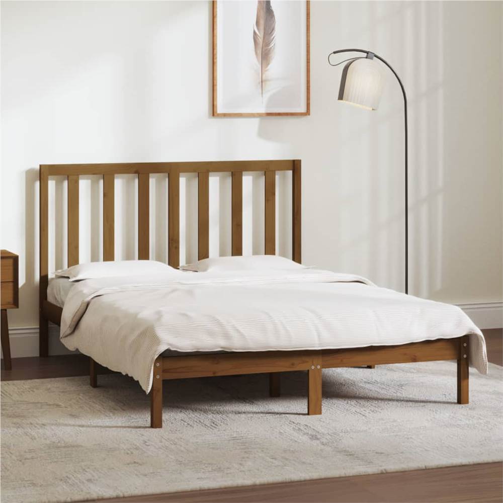 

Bed Frame Honey Brown Solid Wood Pine 135x190 cm 4FT6 Double