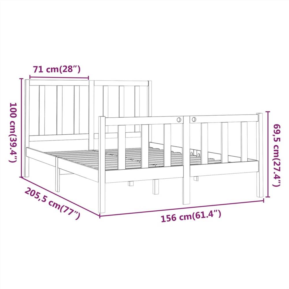 Bed Frame Honey Brown Solid Wood Pine 150x200 cm 5FT King Size