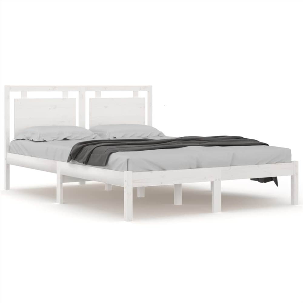Bed Frame White Solid Wood 120x190 cm 4FT Small Double