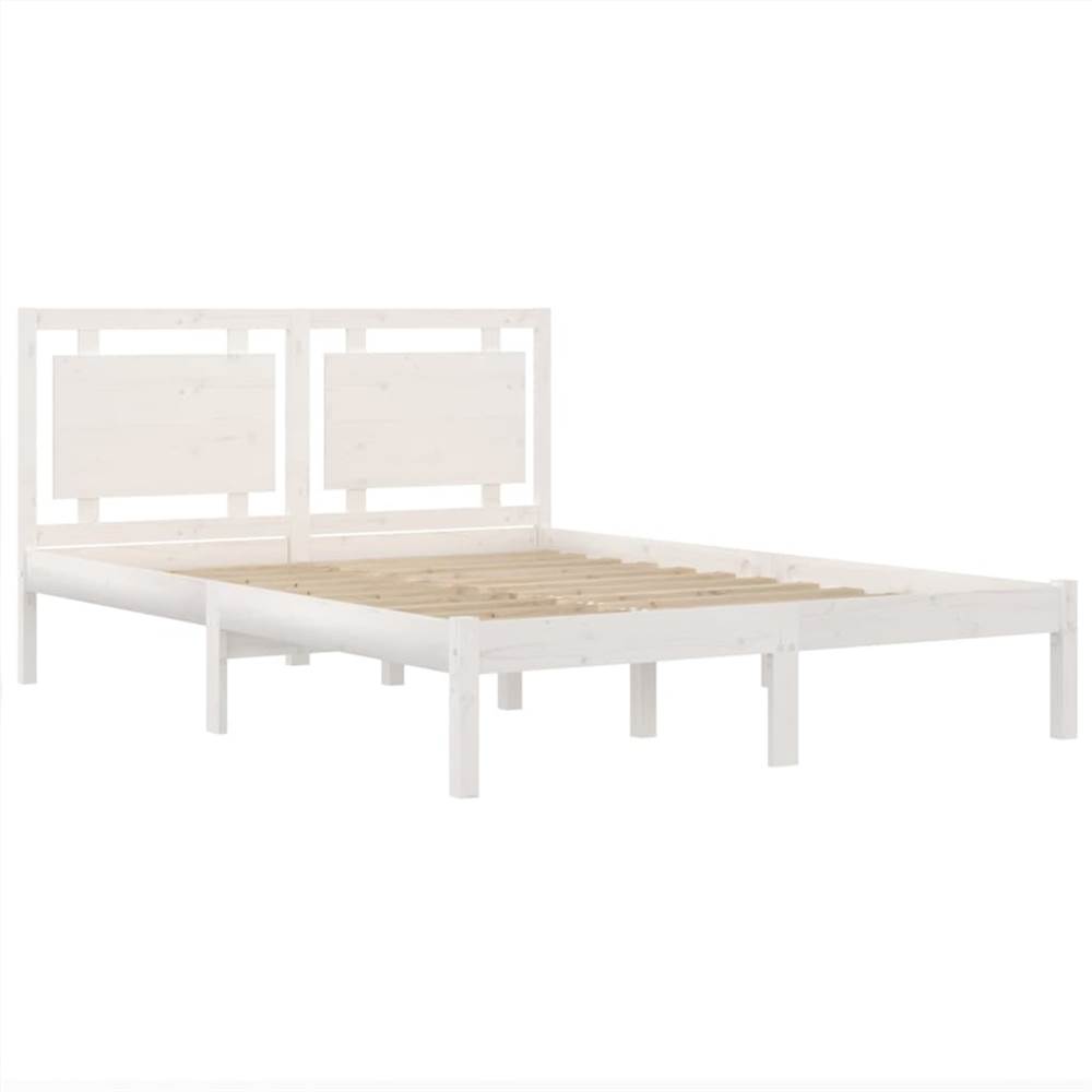 Bed Frame White Solid Wood 120x190 cm 4FT Small Double