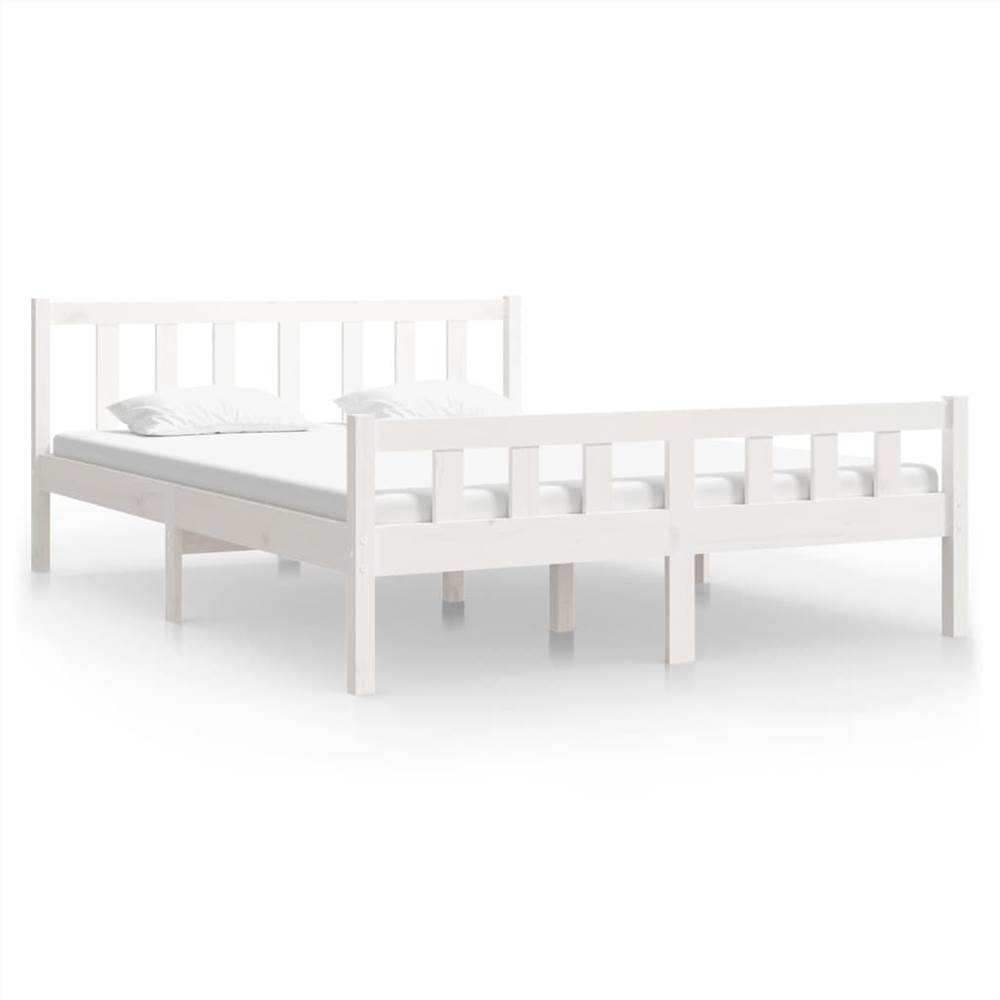 Bed Frame White Solid Wood 120x190 cm 4FT Small Double