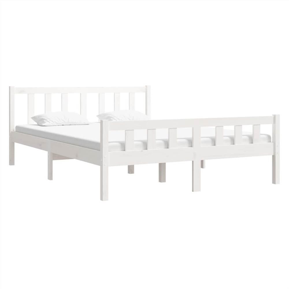 Bed Frame White Solid Wood 120x190 cm 4FT Small Double