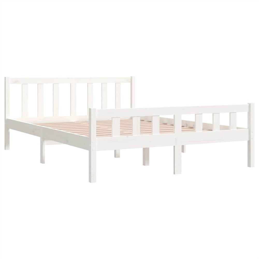 Bed Frame White Solid Wood 120x190 cm 4FT Small Double