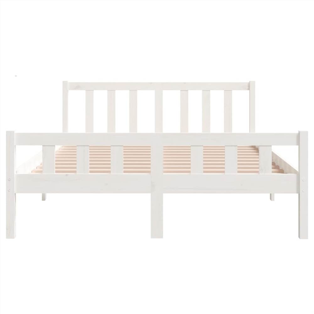 Bed Frame White Solid Wood 120x190 cm 4FT Small Double