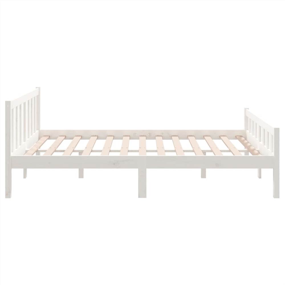 Bed Frame White Solid Wood 120x190 cm 4FT Small Double