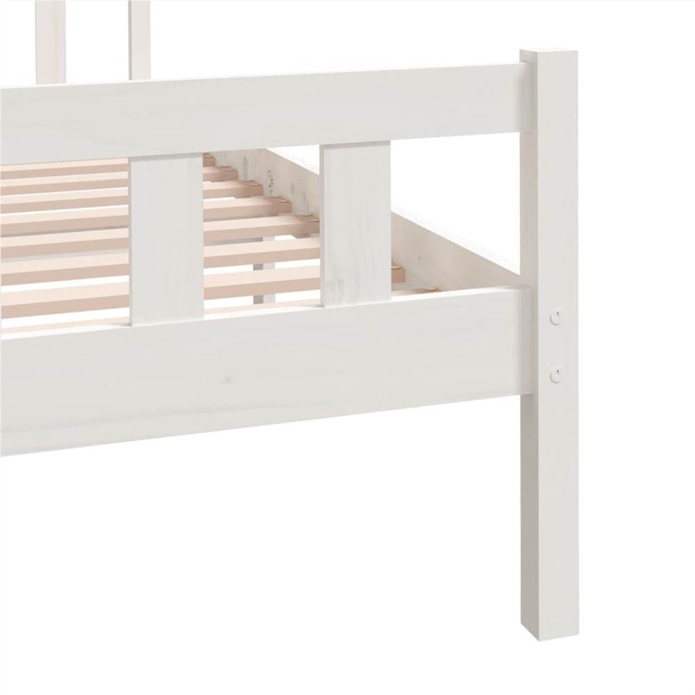Bed Frame White Solid Wood 120x190 cm 4FT Small Double