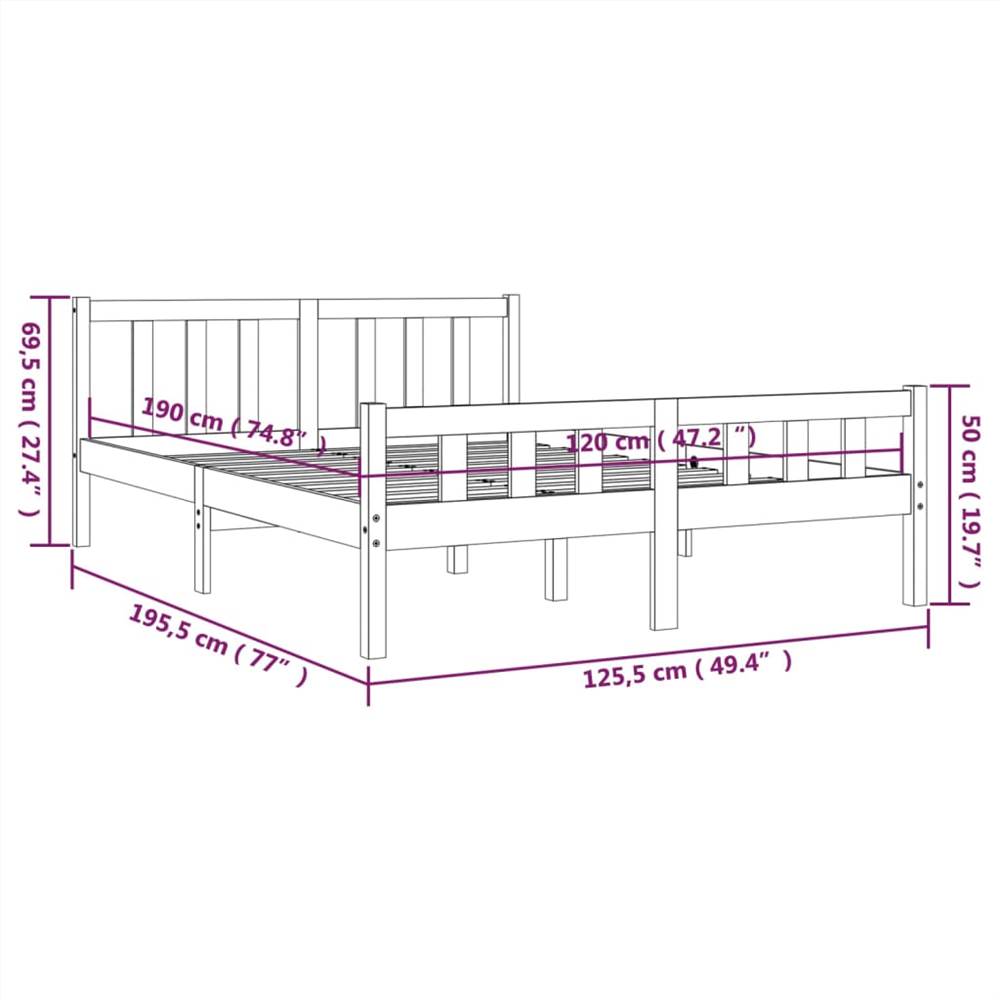 Bed Frame White Solid Wood 120x190 cm 4FT Small Double