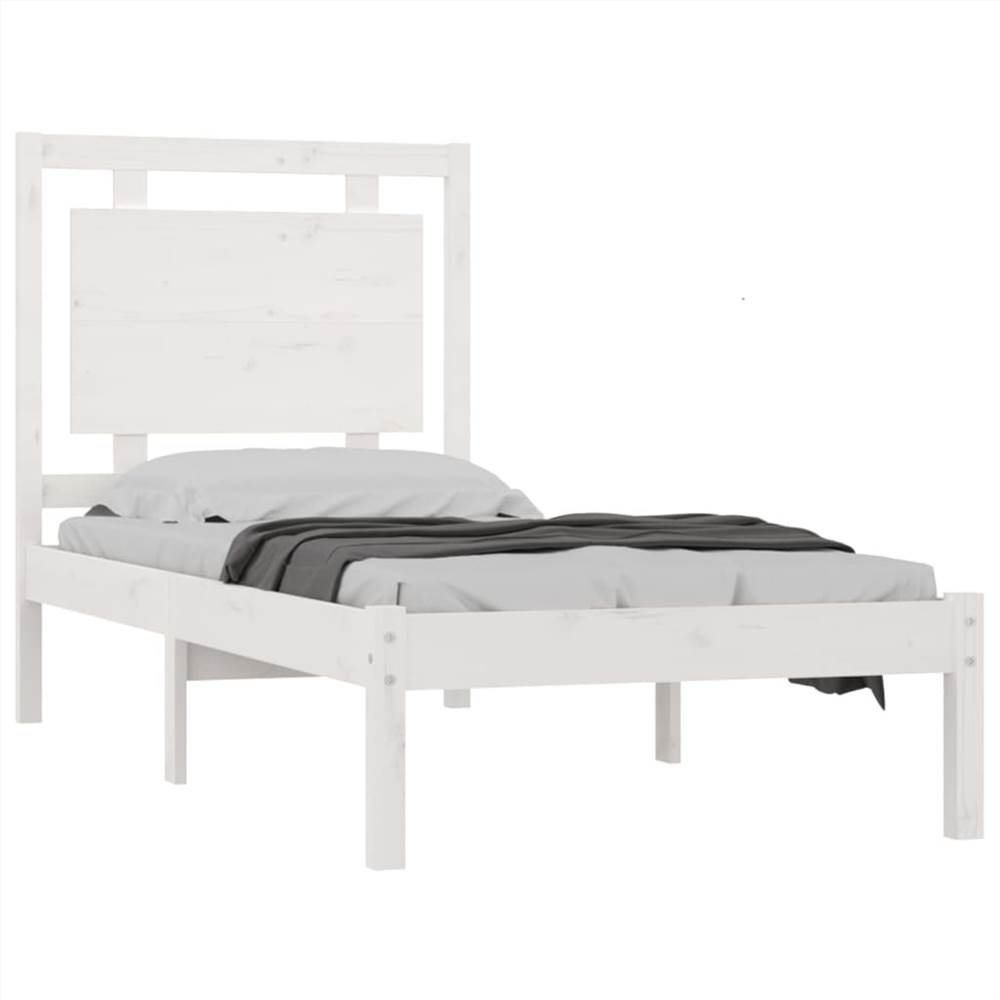 Bed Frame White Solid Wood 75x190 cm 2FT6 Small Single