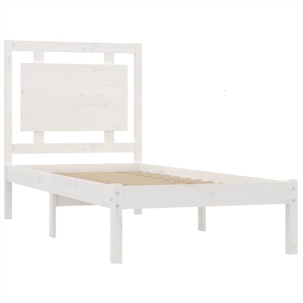 Bed Frame White Solid Wood 75x190 cm 2FT6 Small Single