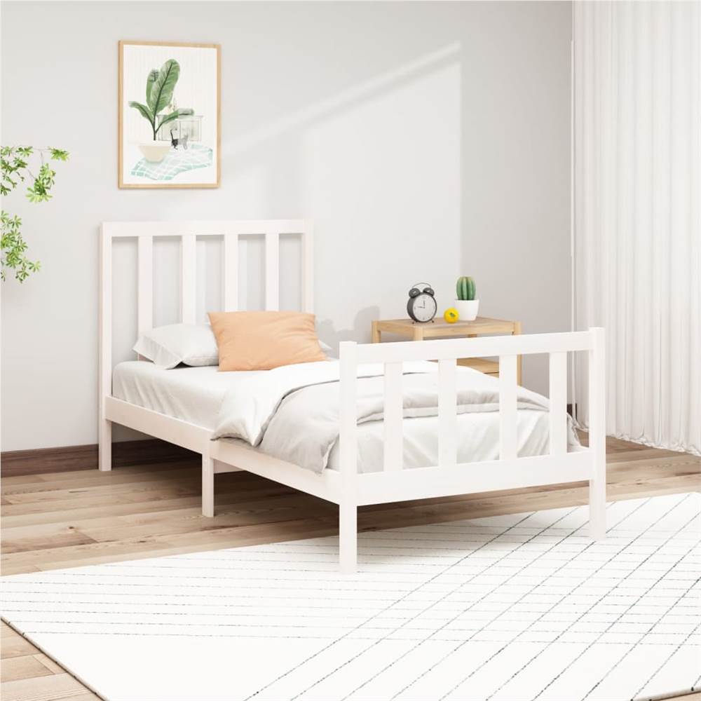 

Bed Frame White Solid Wood Pine 90x200 cm