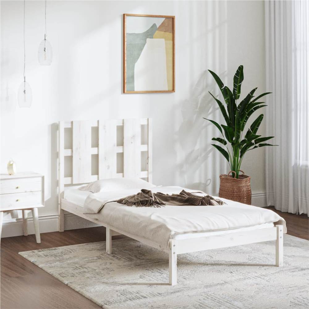 

Bed Frame White Solid Wood Pine 90x200 cm