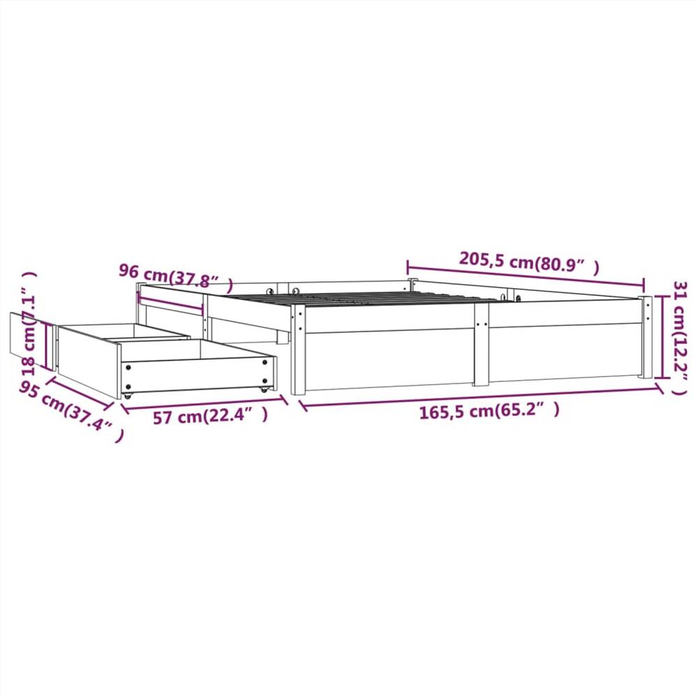 Bed Frame with Drawers 160x200 cm
