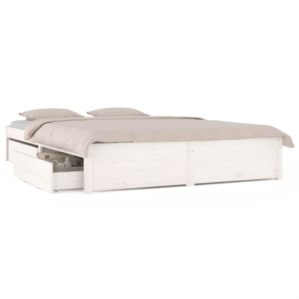 Bed Frame with Drawers White 120x190 cm 4FT Small Double
