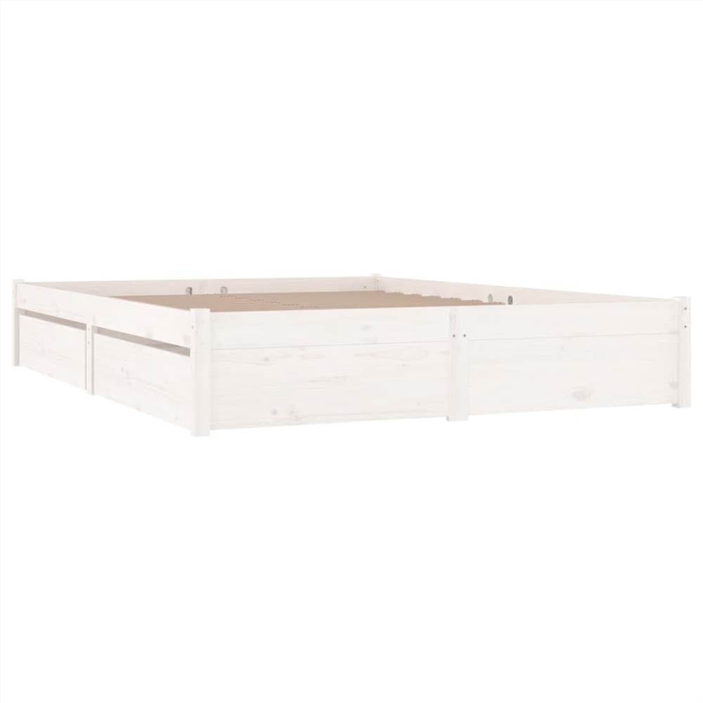 Bed Frame with Drawers White 120x190 cm 4FT Small Double