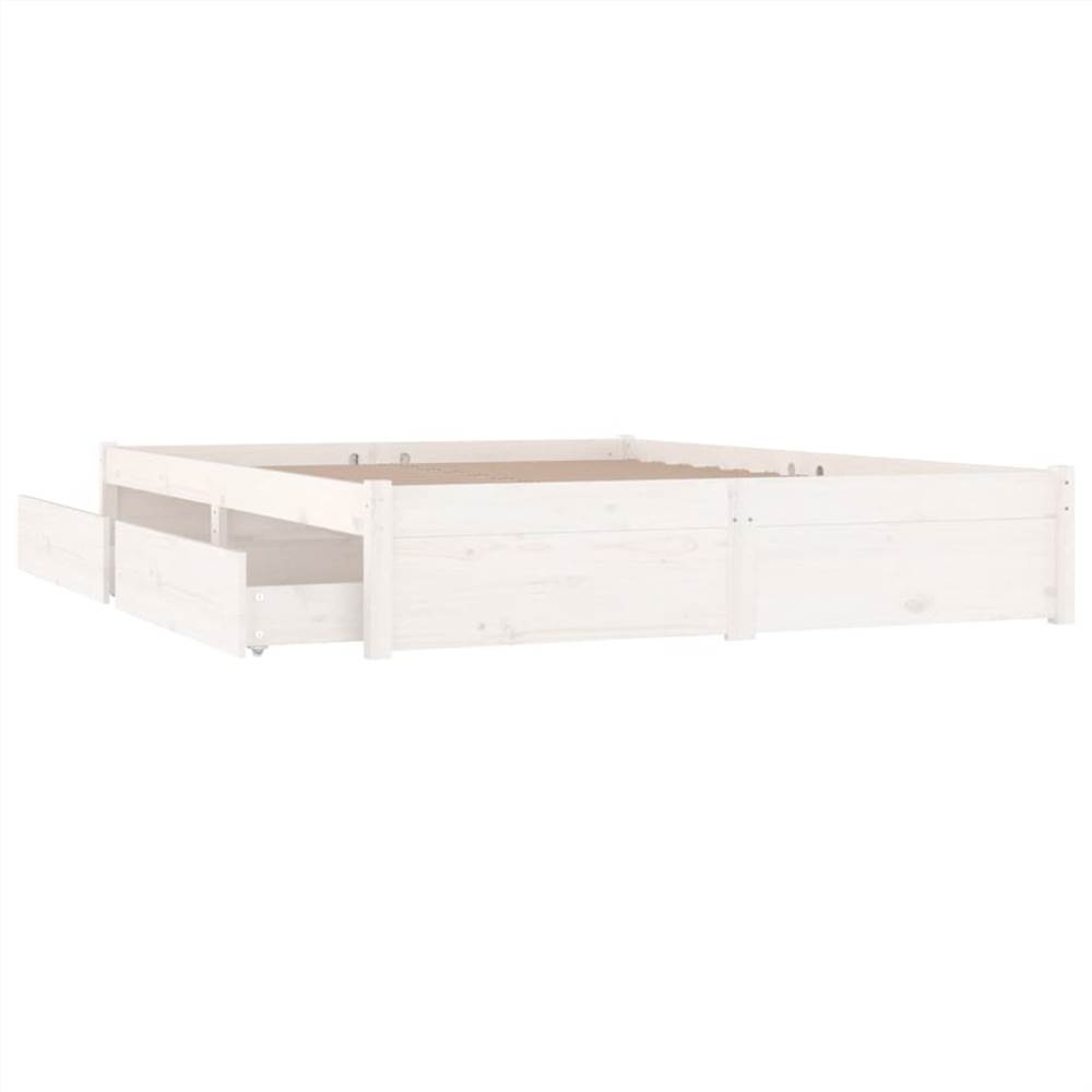 Bed Frame with Drawers White 120x190 cm 4FT Small Double