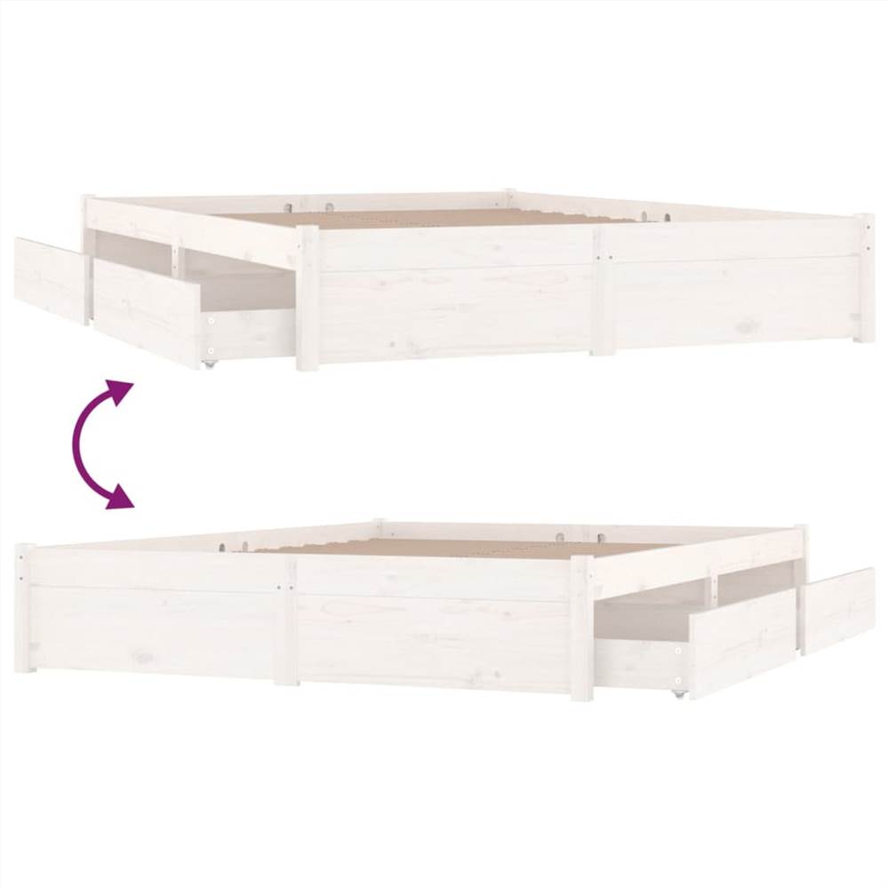 Bed Frame with Drawers White 120x190 cm 4FT Small Double