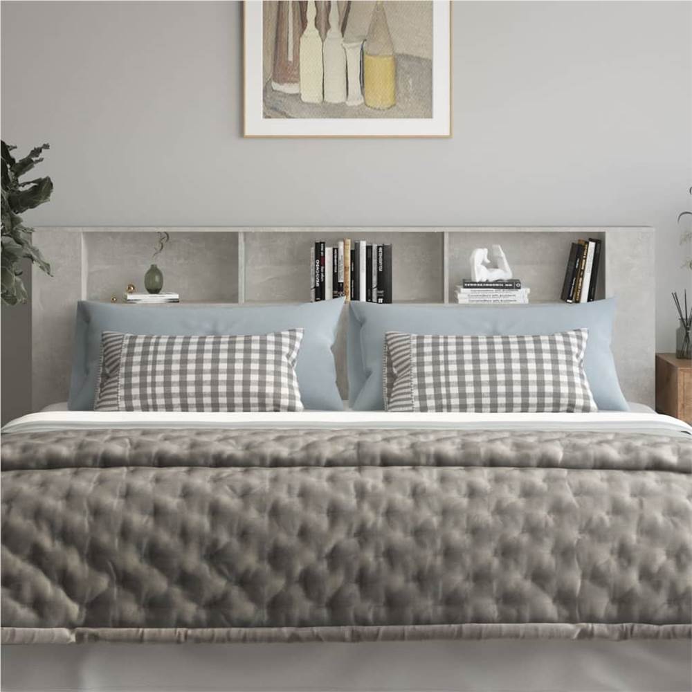 Headboard Cabinet Concrete Grey 220x18.5x104.5 Cm 8 Headboard Cabinet Concrete Grey 220x18.5x104.5 cm