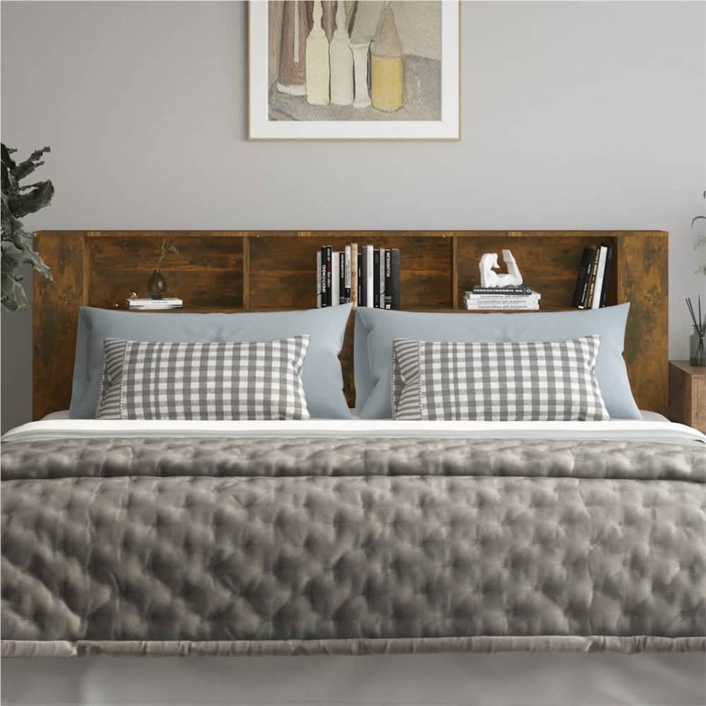 Headboard Cabinet Smoked Oak 220x18.5x104.5 cm