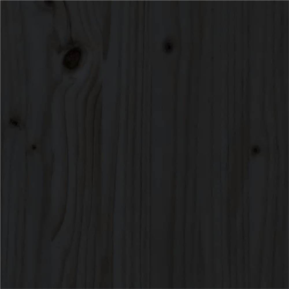 Pull-out Day Bed Black Solid Wood Pine 2x(90x190) cm