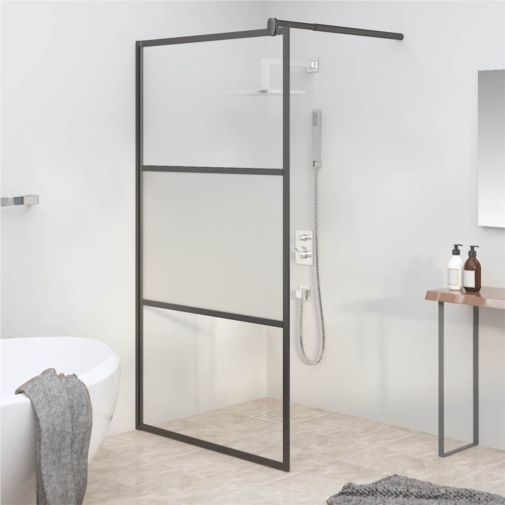 

Walk-in Shower Wall 100x195 cm Half Frosted ESG Glass Black