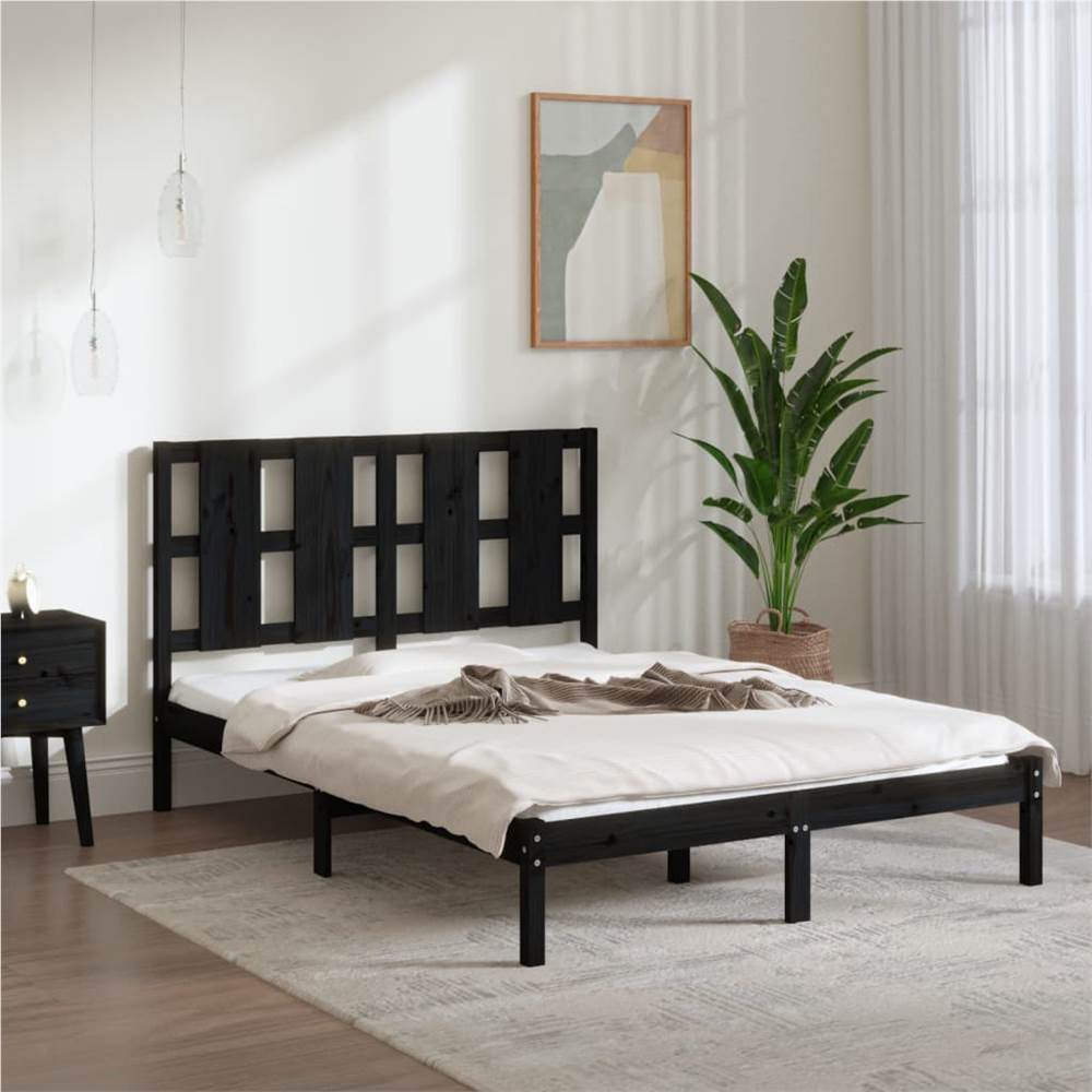 

Bed Frame Black Solid Wood 135x190 cm 4FT6 Double