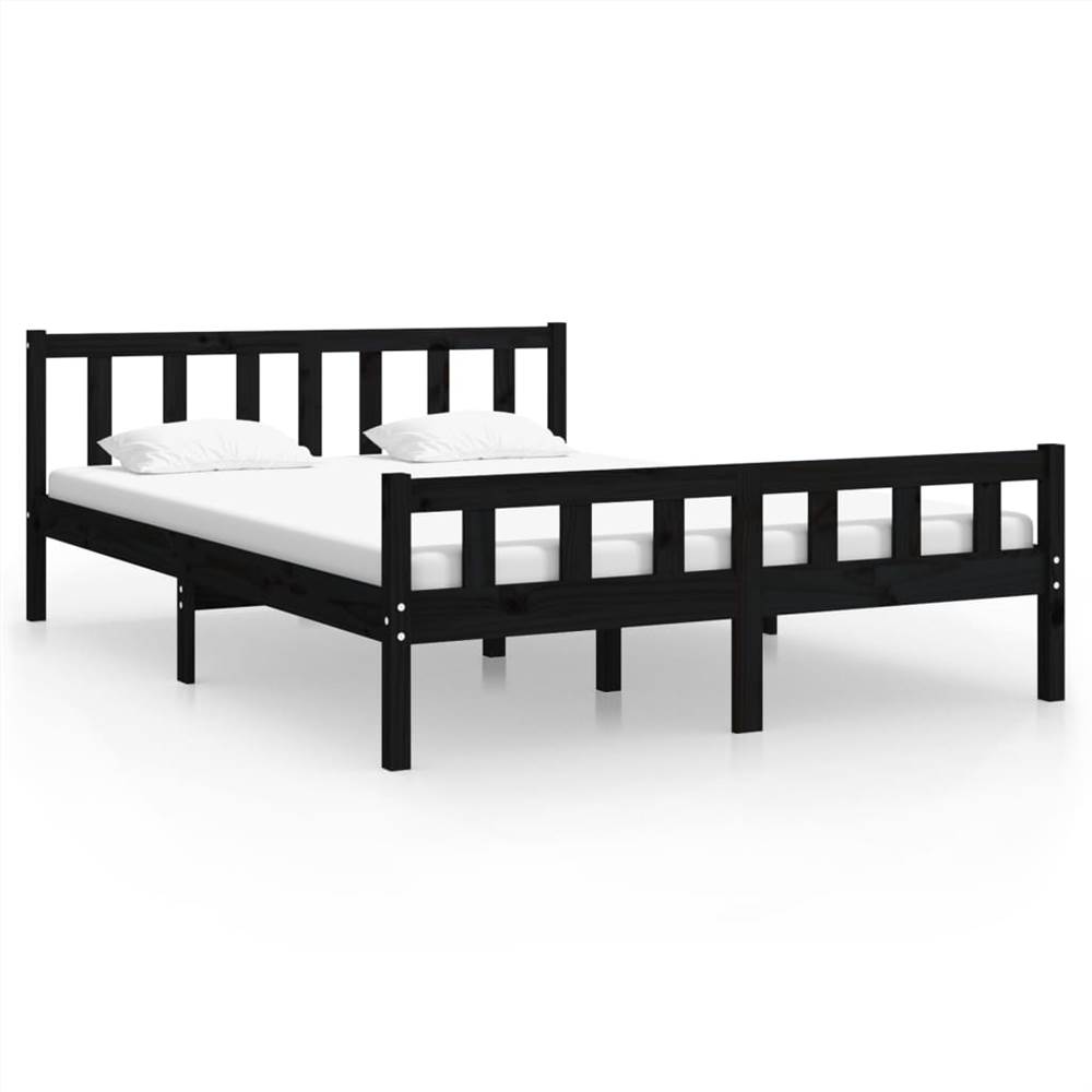 Bed Frame Black Solid Wood 140x200 cm