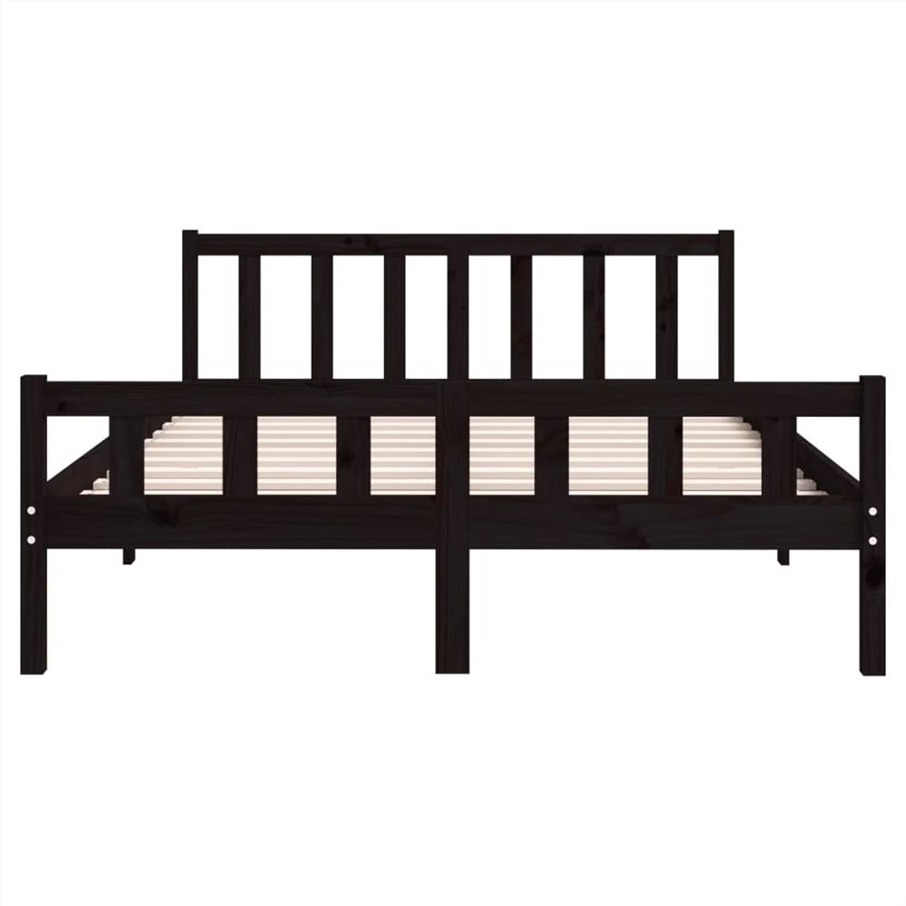 Bed Frame Black Solid Wood 140x200 cm