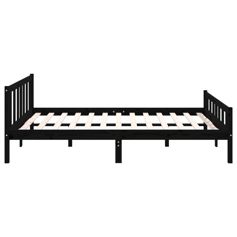 Bed Frame Black Solid Wood 140x200 cm