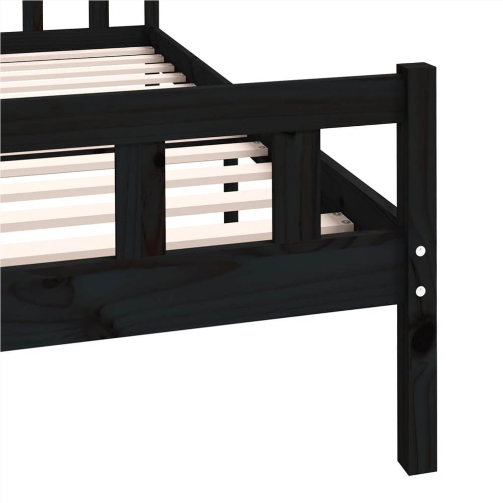Bed Frame Black Solid Wood 140x200 cm