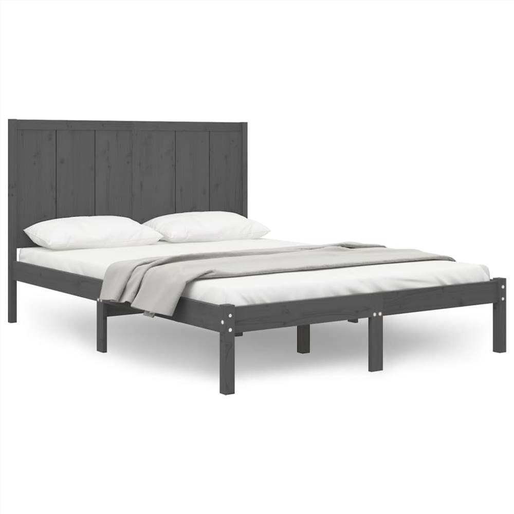 Bed Frame Grey Solid Wood Pine 150x200 cm 5FT King Size