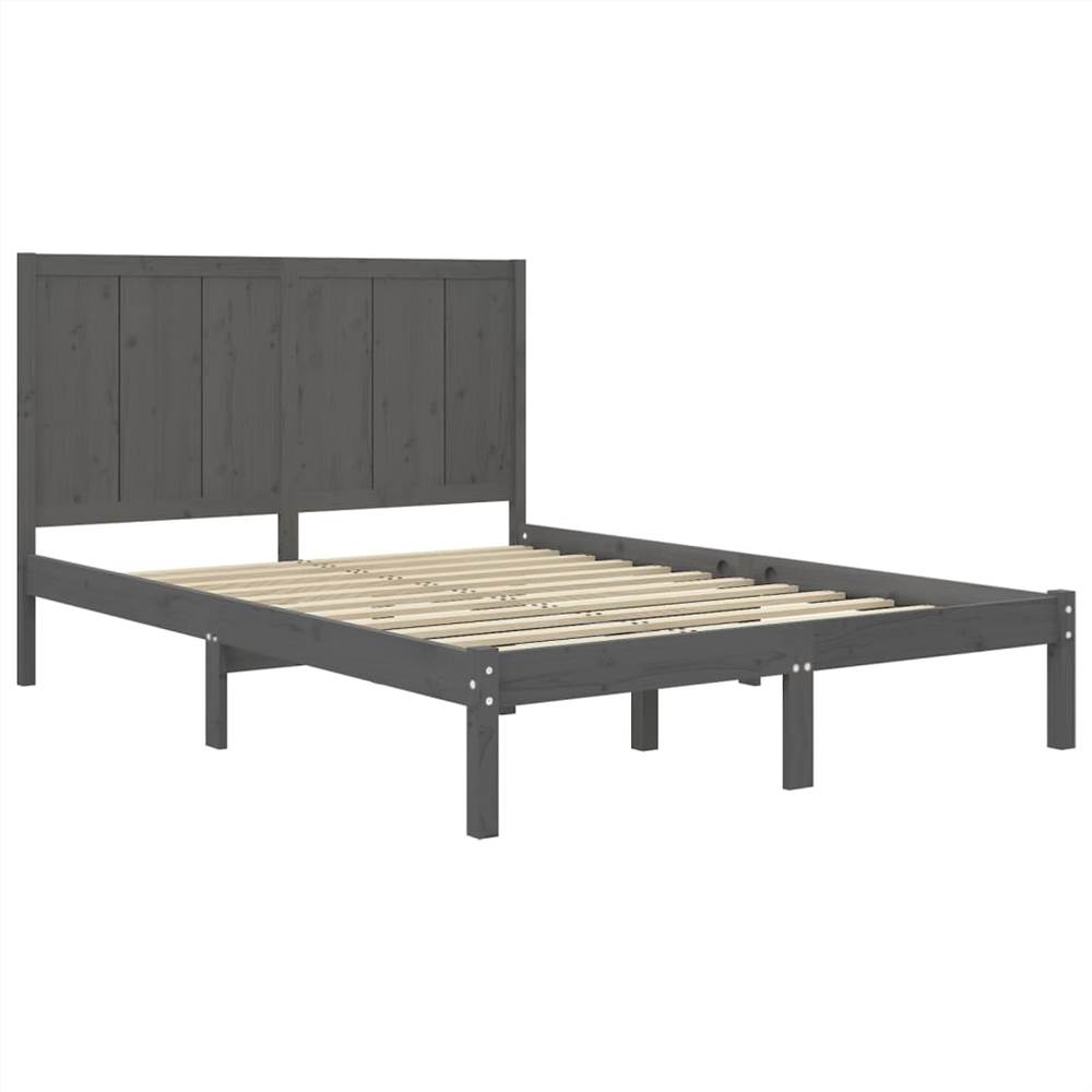 Bed Frame Grey Solid Wood Pine 150x200 cm 5FT King Size