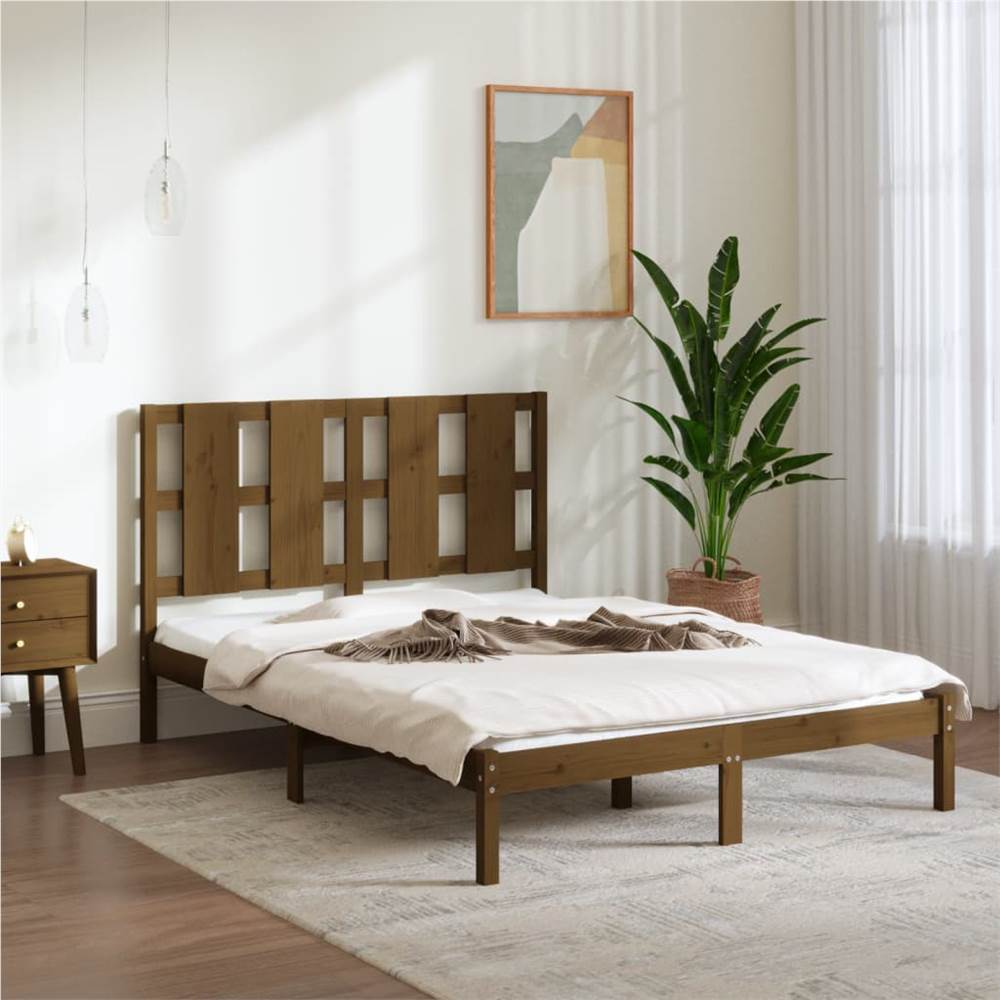 

Bed Frame Honey Brown Solid Wood 135x190 cm 4FT6 Double