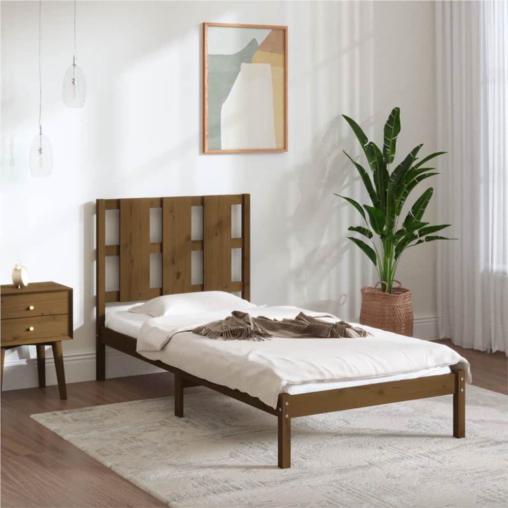 

Bed Frame Honey Brown Solid Wood 75x190 cm 2FT6 Small Single
