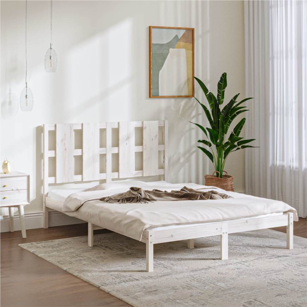 

Bed Frame White Solid Wood 135x190 cm 4FT6 Double