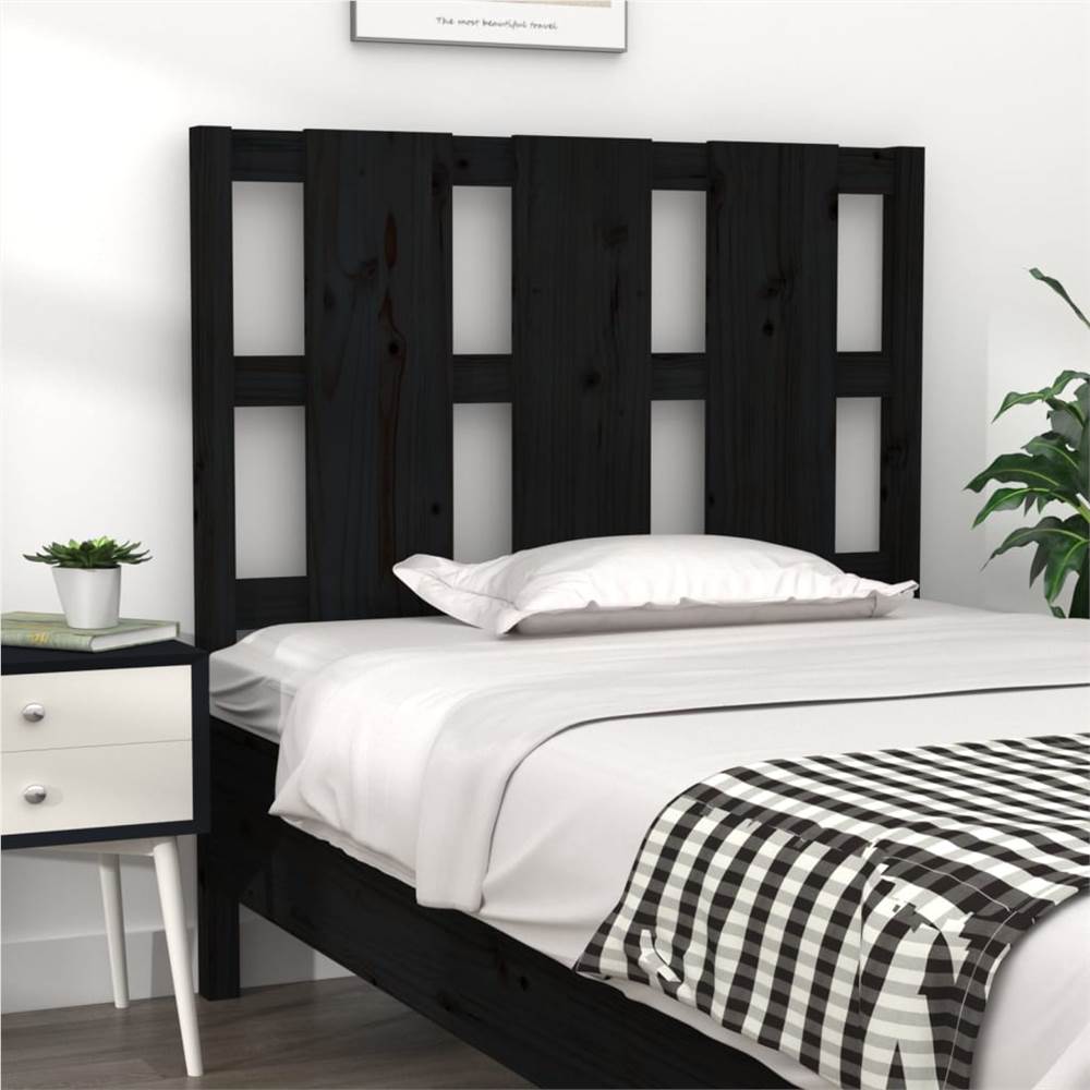 

Bed Headboard Black 105.5x4x100 cm Solid Wood Pine