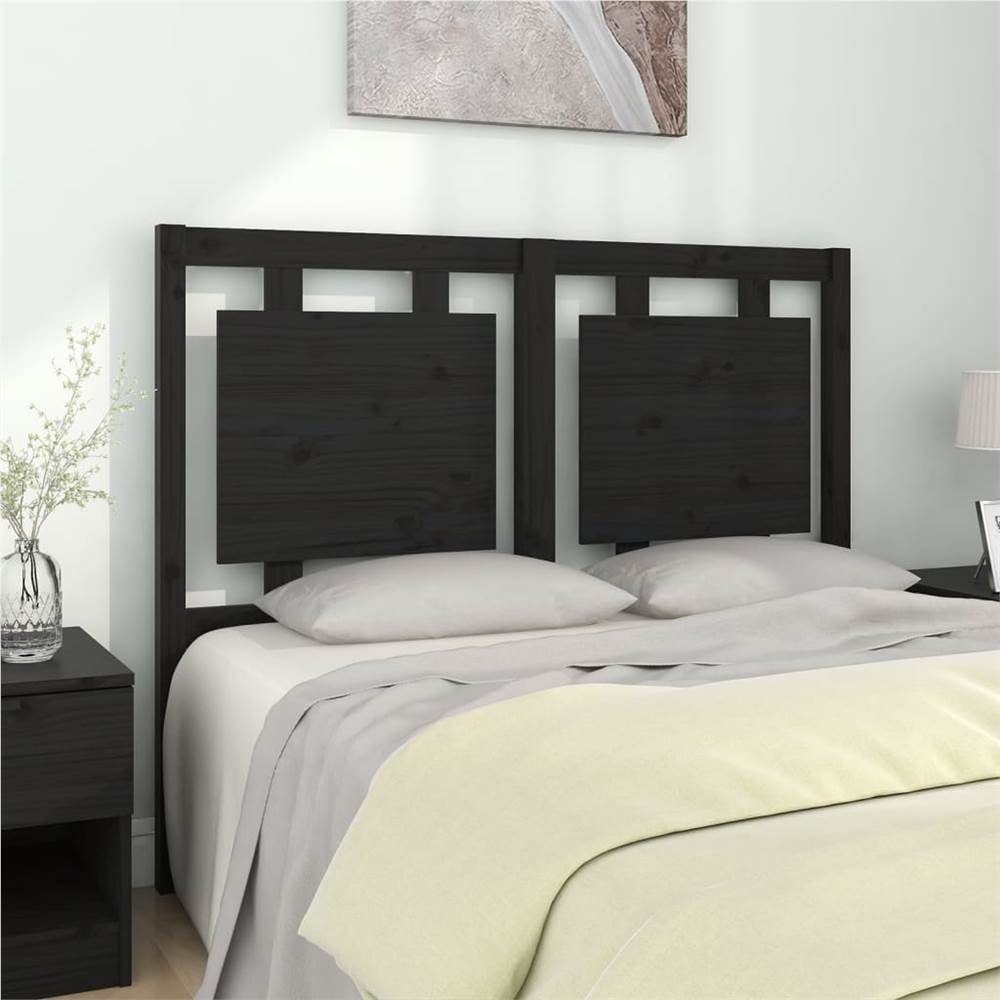 Bed Headboard Black 125.5x4x100 cm Solid Pine Wood